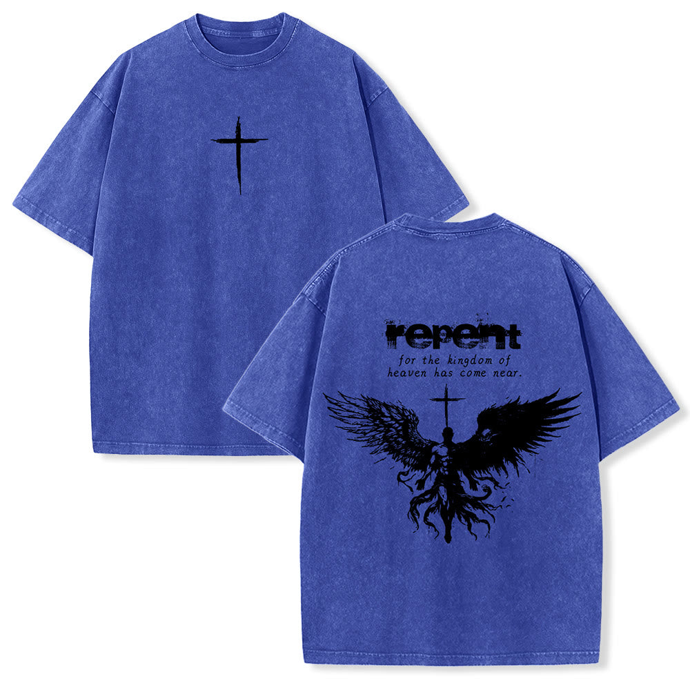 Christianartworkshop - Pentitevi per il Regno dei Cieli - Maglietta unisex lavata - Blu - 5XL - image 18