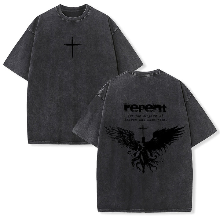 Christianartworkshop - Pentitevi per il Regno dei Cieli - Maglietta unisex lavata - Nero - 5XL - image 3