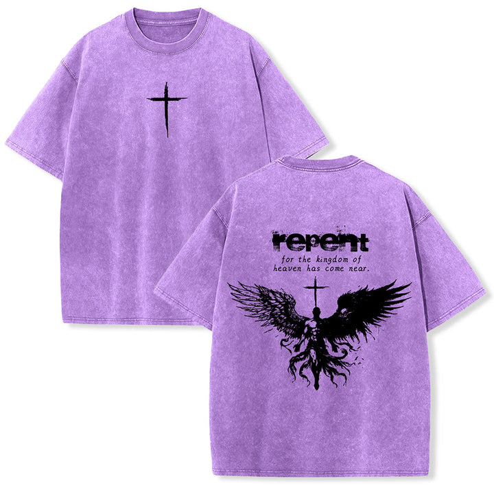 Christianartworkshop - Pentitevi per il Regno dei Cieli - Maglietta unisex lavata - Viola - 5XL - image 21