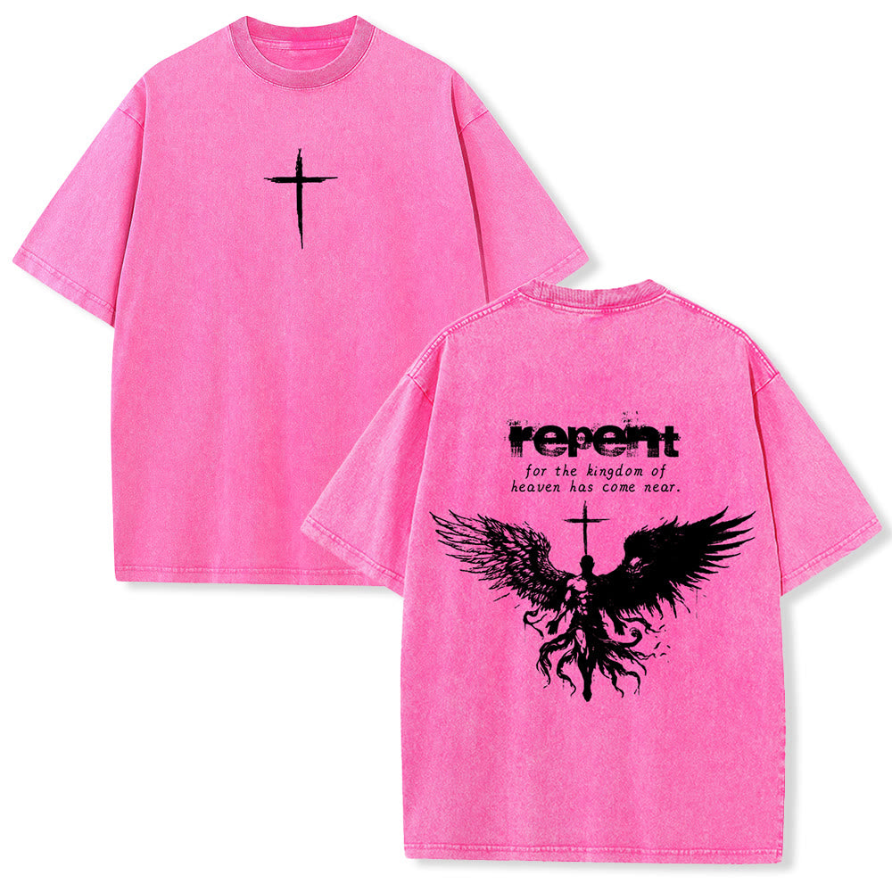 Christianartworkshop - Pentitevi per il Regno dei Cieli - Maglietta unisex lavata - Rosa - 5XL - image 24