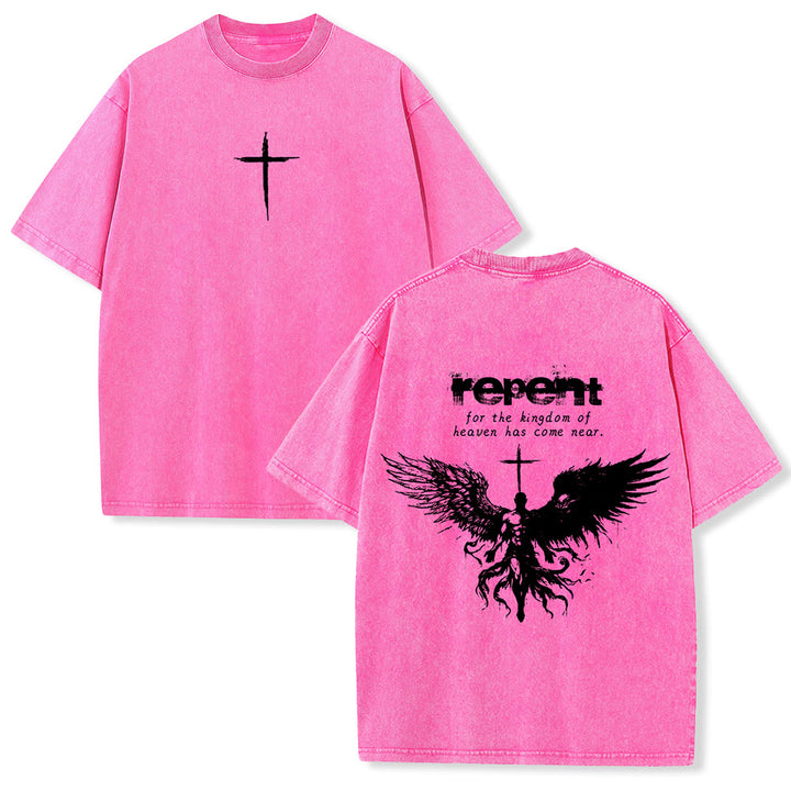 Christianartworkshop - Pentitevi per il Regno dei Cieli - Maglietta unisex lavata - Rosa - 5XL - image 24