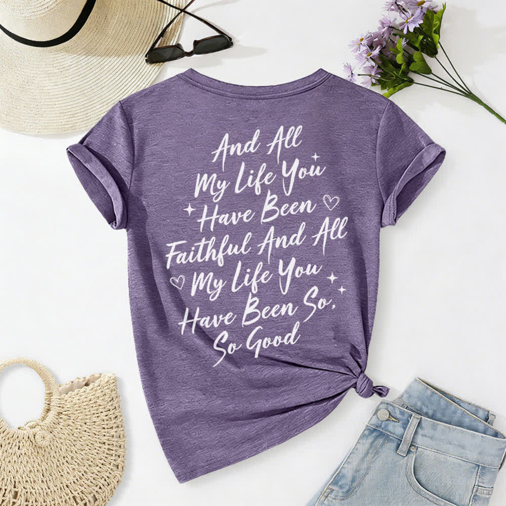 T-shirt casual da donna con scollo a V "I Will Sing Of The Goodness Of God" Christianartworkshop - image 61