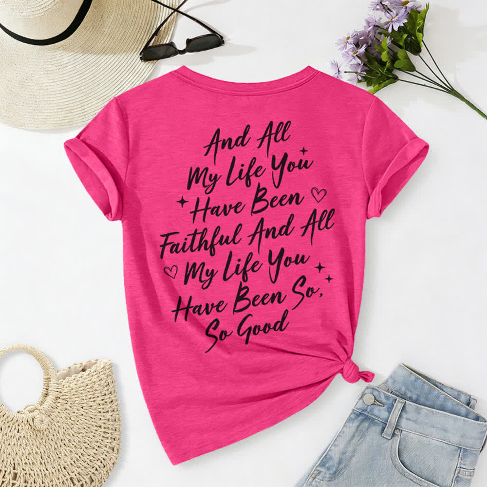 T-shirt casual da donna con scollo a V "I Will Sing Of The Goodness Of God" Christianartworkshop - image 56