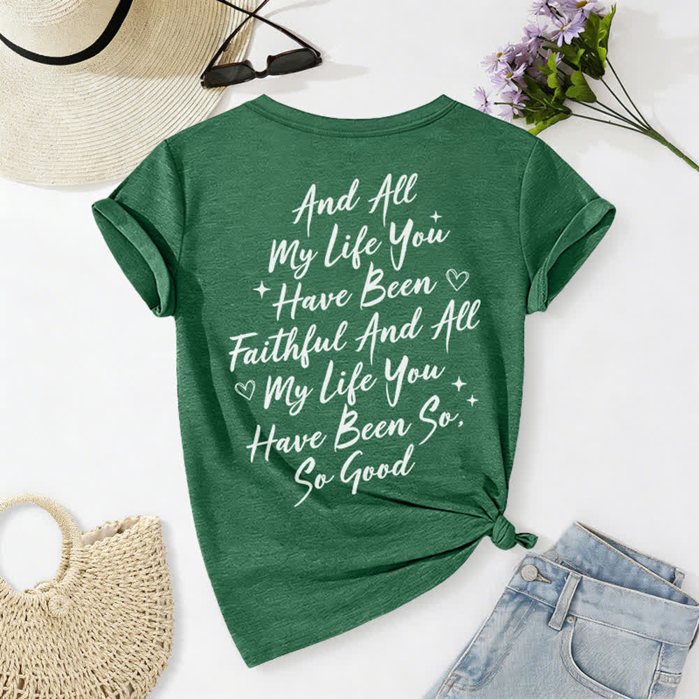 T-shirt casual da donna con scollo a V "I Will Sing Of The Goodness Of God" Christianartworkshop - image 31