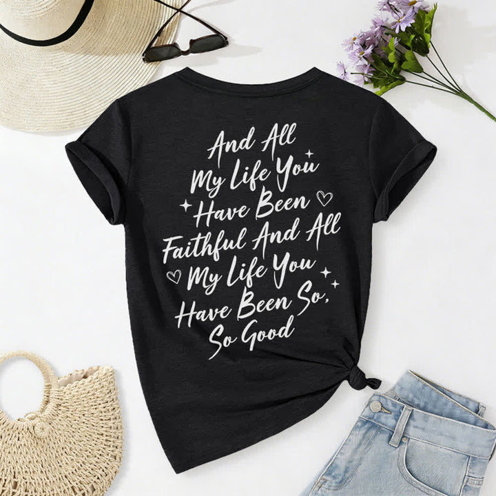 T-shirt casual da donna con scollo a V "I Will Sing Of The Goodness Of God" Christianartworkshop - image 1