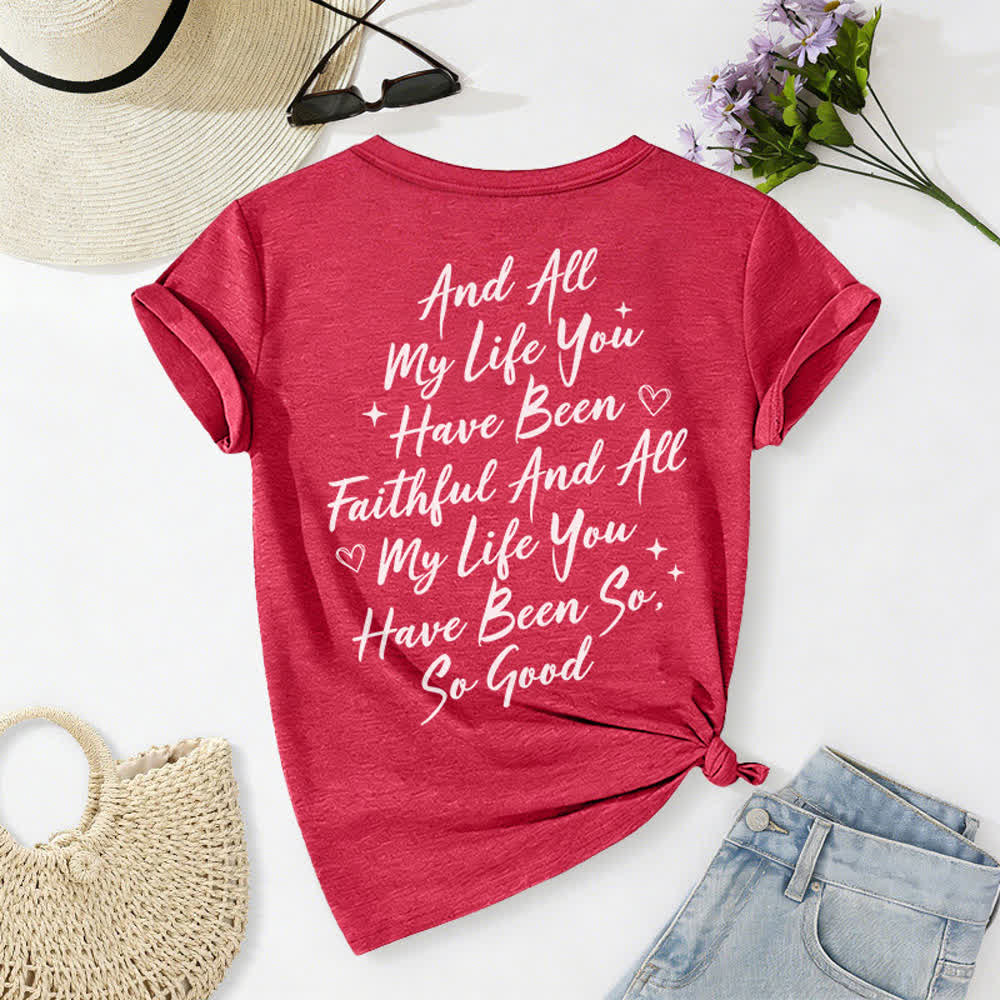 T-shirt casual da donna con scollo a V "I Will Sing Of The Goodness Of God" Christianartworkshop - image 51