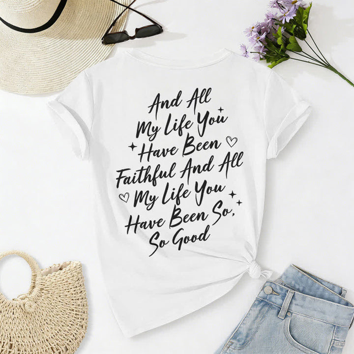 T-shirt casual da donna con scollo a V "I Will Sing Of The Goodness Of God" Christianartworkshop - image 6