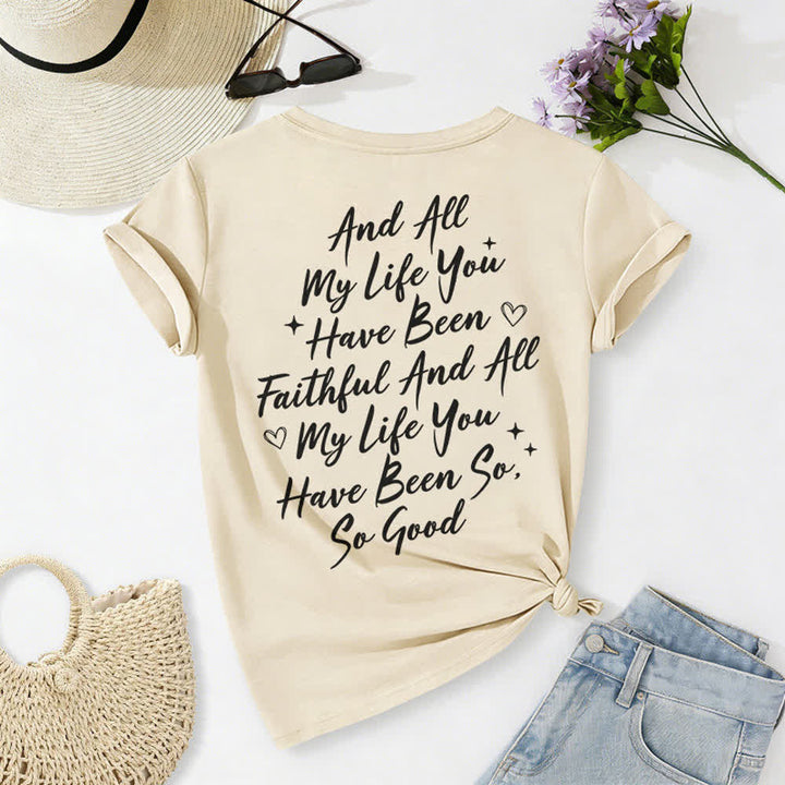 T-shirt casual da donna con scollo a V "I Will Sing Of The Goodness Of God" Christianartworkshop - image 16
