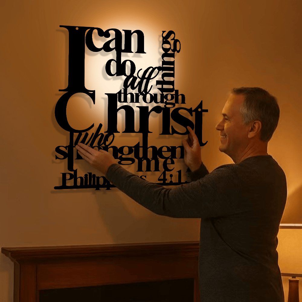 Christianartworkshop Filippesi 4:13 Posso fare ogni cosa Decorazione murale in metallo: La forza di Cristo per le tue pareti - image 1