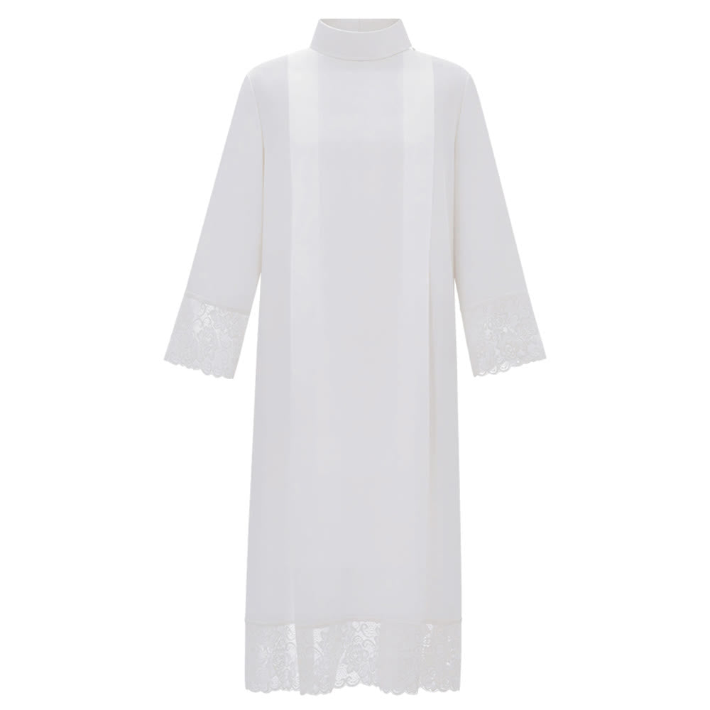 Christianartworkshop Alba liturgica bianca con bordo in pizzo per cerimonie sacre - 3XL - image 0