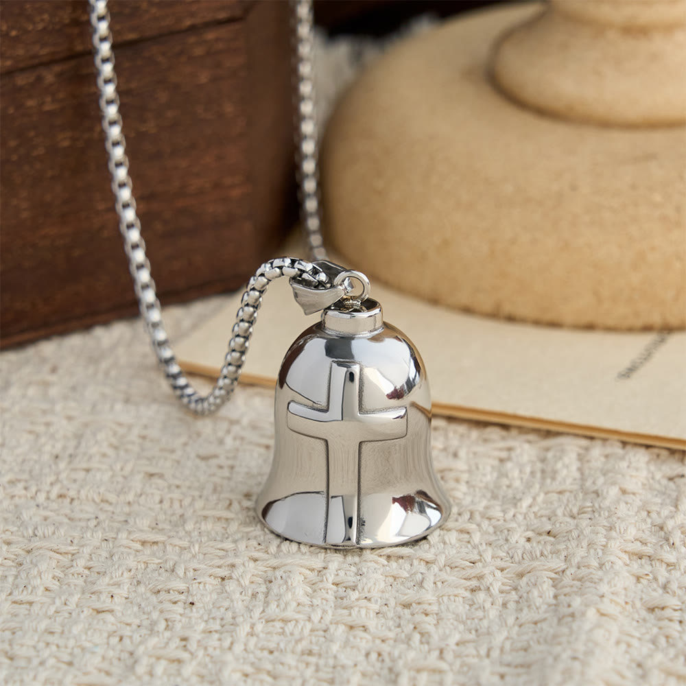 Christianartworkshop Collana classica con ciondolo a campana guardiana, mani in preghiera o croce: un simbolo senza tempo di fede incrollabile. - image 4