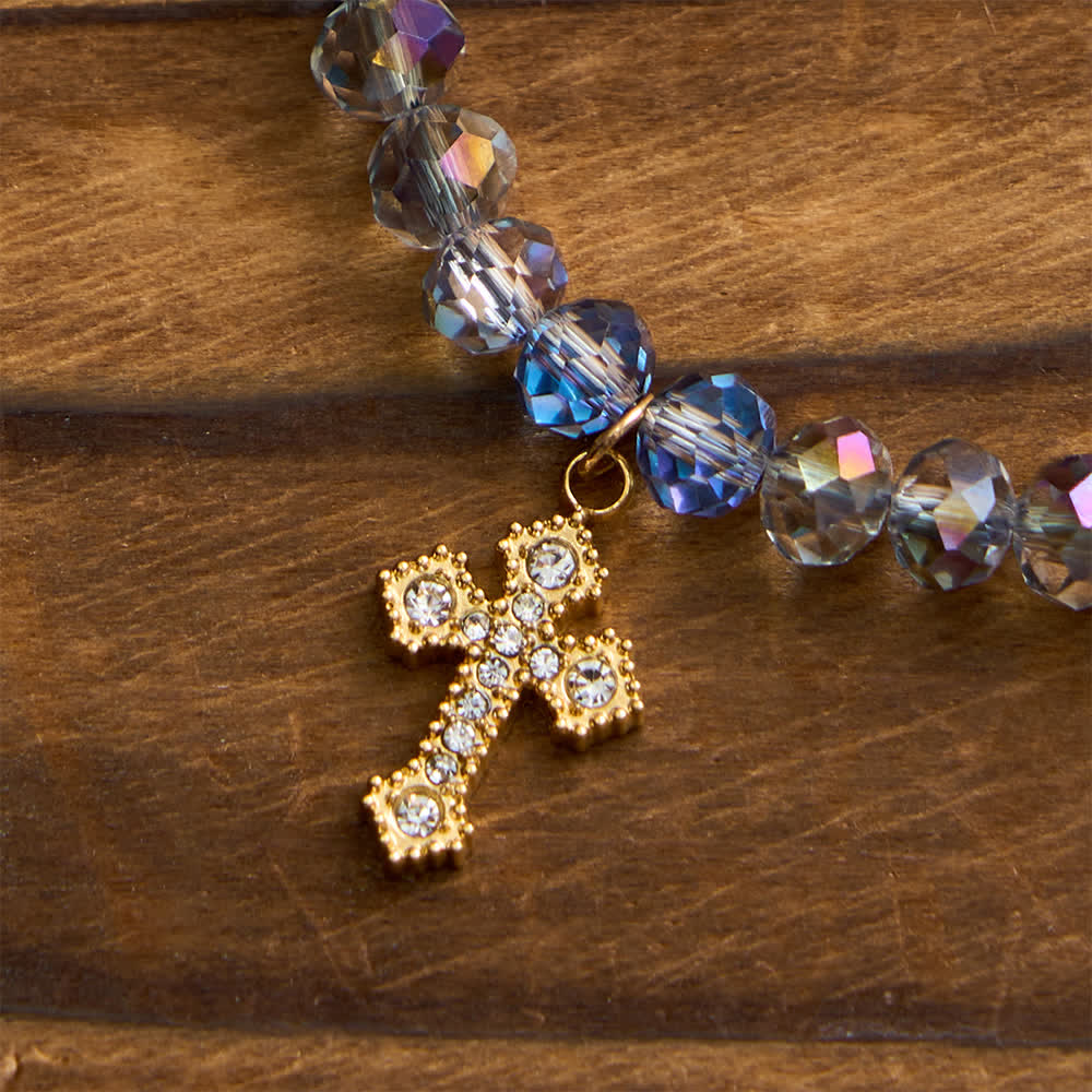 Christianartworkshop Bracciale rosario con chiusura magnetica sfaccettata iridescente e immagine della Madonna per la fede quotidiana - image 7