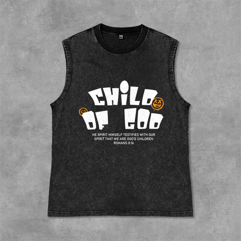 Christianartworkshop Canotta vintage con stampa graffiti "Figlio di Dio" Romani 8:16 - Nero - 2XL - image 0