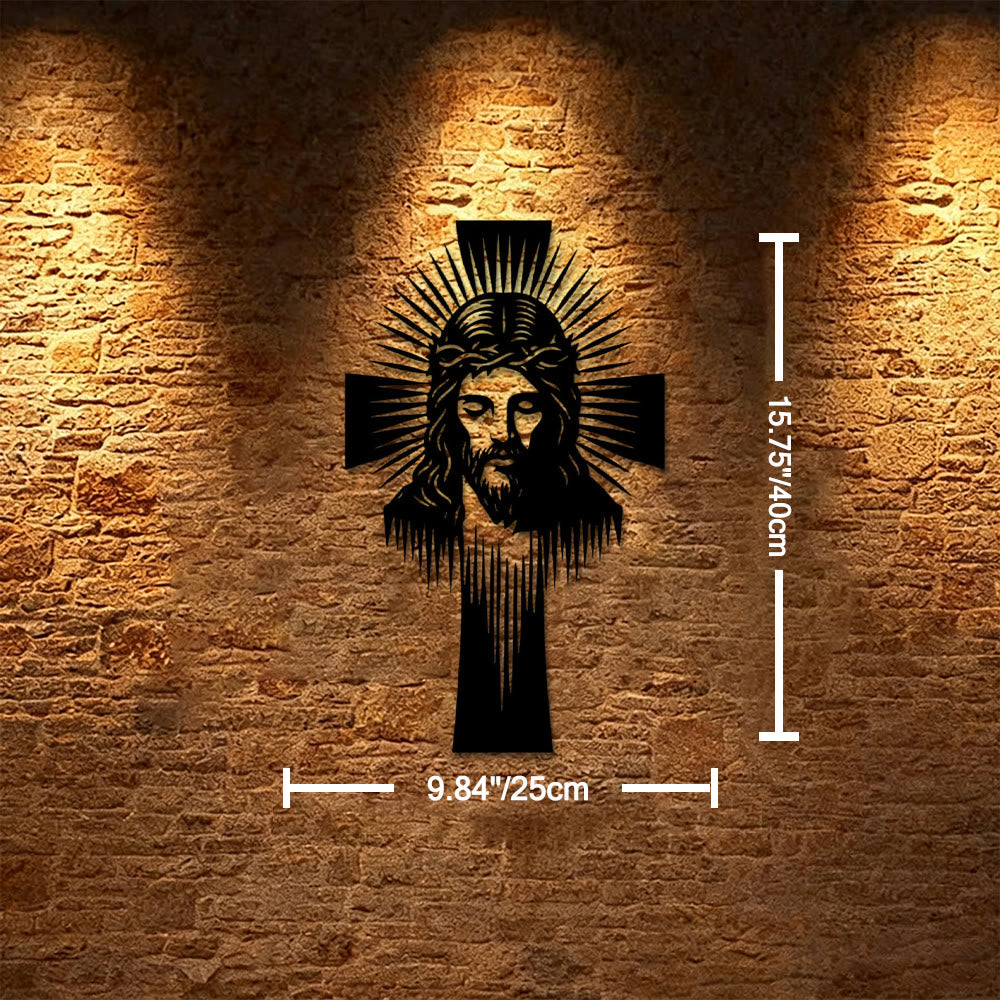 Christianartworkshop Decorazione murale in metallo con croce di Gesù radiosa: simbolo di luce e grazia divine. - 9,84''*15,75''*0,04''/25cm*40cm*0,1cm - image 6