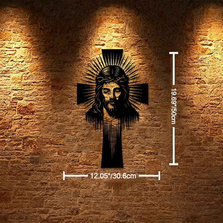 Christianartworkshop Decorazione murale in metallo con croce di Gesù radiosa: simbolo di luce e grazia divine. - 12,05''*19,69''*0,047''/30,6 cm*50 cm*0,12 cm - image 7