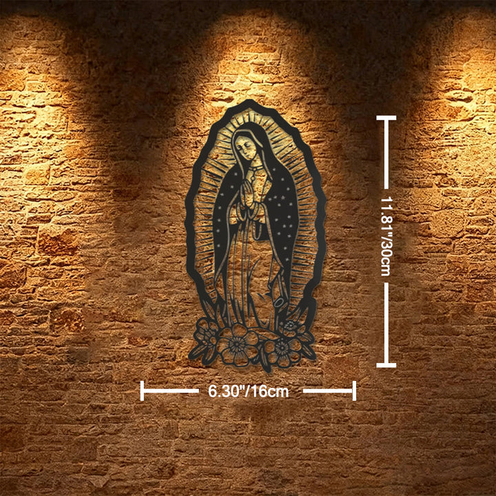 Christianartworkshop Decorazione murale in metallo raffigurante la Madonna di Guadalupe: simbolo di fede e grazia divina. - 6,30"*11,81''*0,04''/16cm*30cm*0,1cm - image 4