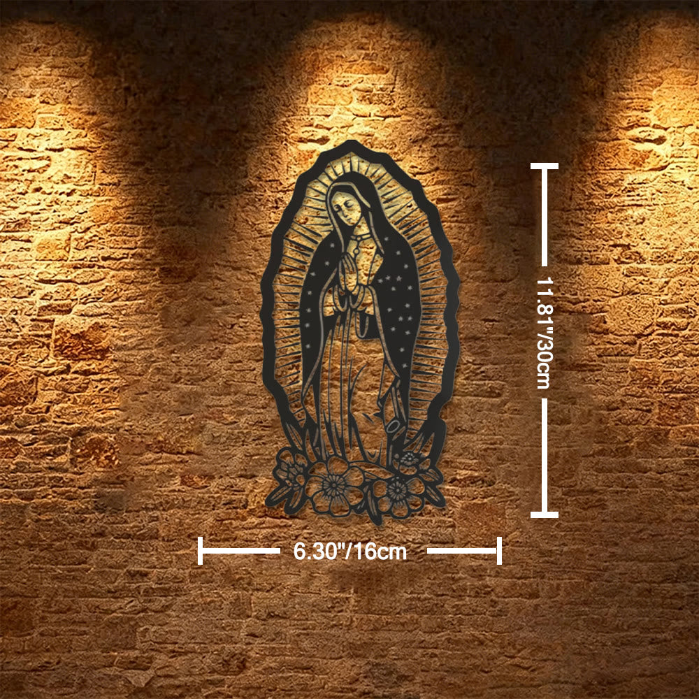 Christianartworkshop Decorazione murale in metallo raffigurante la Madonna di Guadalupe: simbolo di fede e grazia divina. - 6,30"*11,81''*0,04''/16cm*30cm*0,1cm - image 4