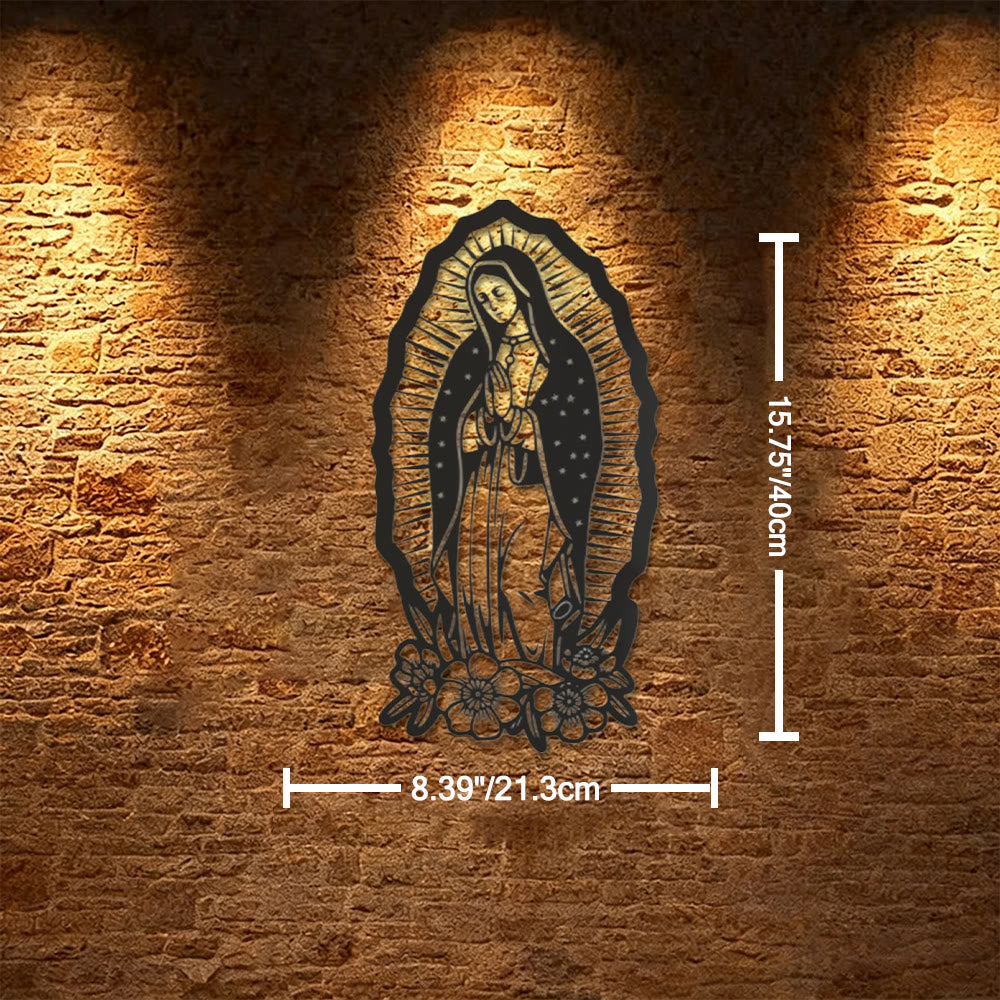 Christianartworkshop Decorazione murale in metallo raffigurante la Madonna di Guadalupe: simbolo di fede e grazia divina. - 8,39''*15,75''*0,04''/21,3 cm*40 cm*0,1 cm - image 5