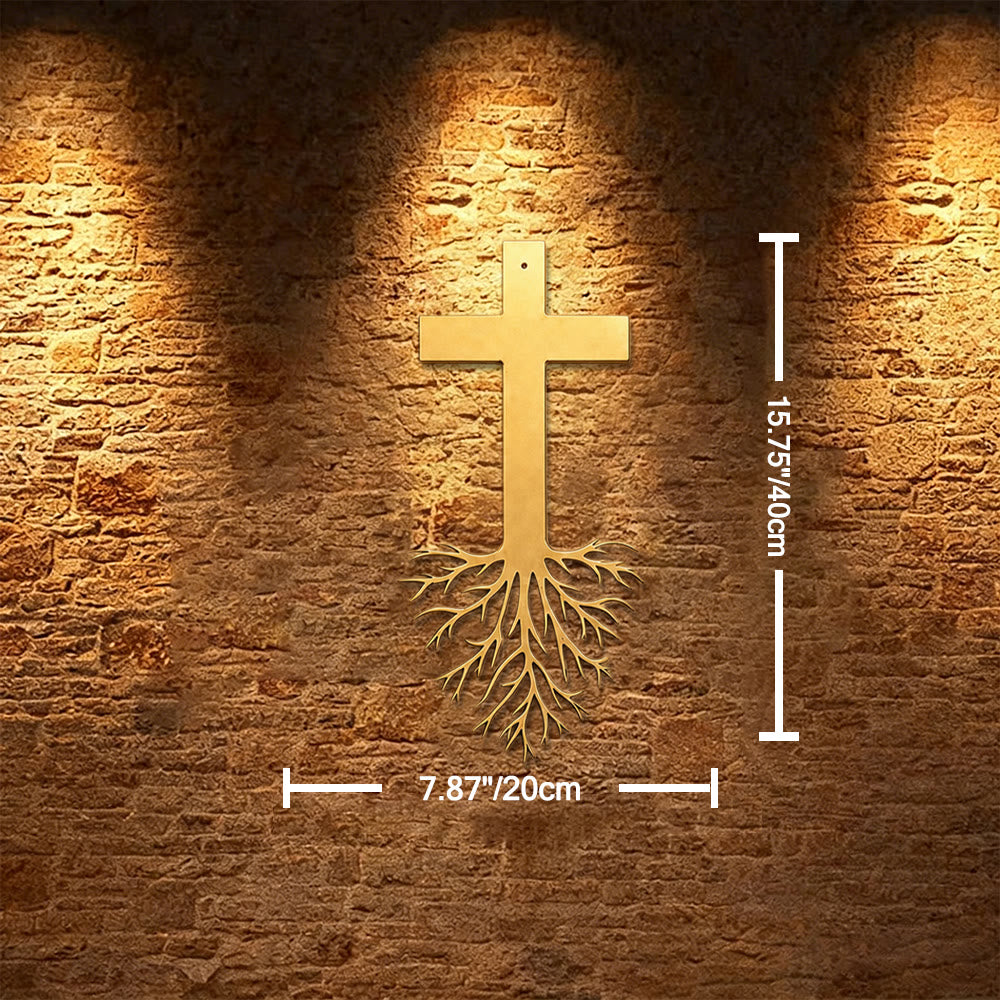 Christianartworkshop Decorazione murale moderna in metallo con croce e radici: una potente testimonianza di fede crescente. - 7,87''*15,75''*0,04''/20cm*40cm*0,1cm - image 8