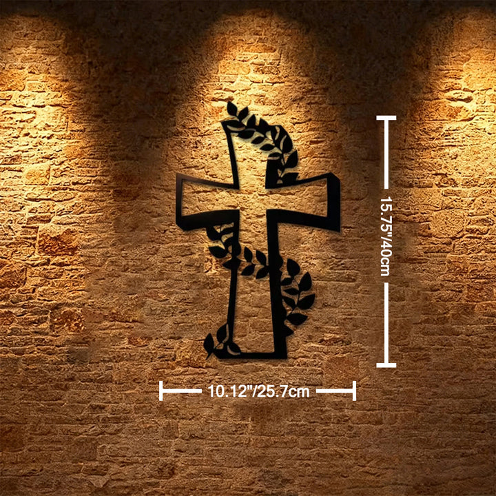 Christianartworkshop Decorazione murale moderna in metallo con croce e tralci di vite: una potente testimonianza di fede crescente. - 10,12''*15,75''*0,04''/25,7cm*40cm*0,1cm - image 5
