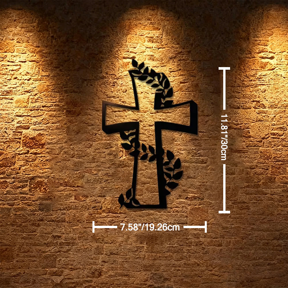 Christianartworkshop Decorazione murale moderna in metallo con croce e tralci di vite: una potente testimonianza di fede crescente. - 7,58"*11,81''*0,04''/19,26cm*30cm*0,1cm - image 4