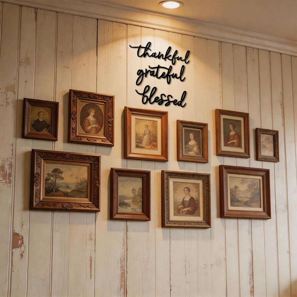 Christianartworkshop Decorazione murale moderna in metallo con scritta "Thankful Grateful Blessed": una potente dichiarazione di gratitudine. - image 2