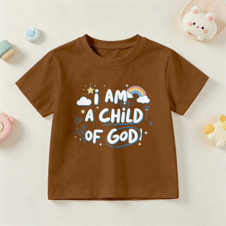 Christianartworkshop Maglietta per bambini con nuvola e croce fantasiose e la scritta "Sono un figlio di Dio" - Marrone - US/UK/AU 14, EU170 - image 15
