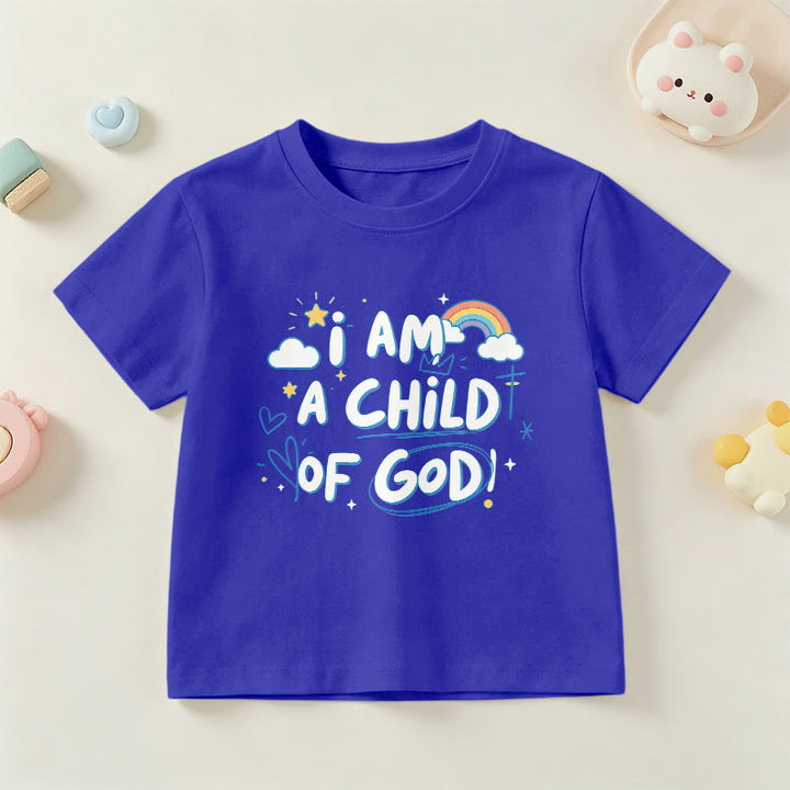 Christianartworkshop Maglietta per bambini con nuvola e croce fantasiose e la scritta "Sono un figlio di Dio" - Blu - US/UK/AU 14, EU170 - image 18