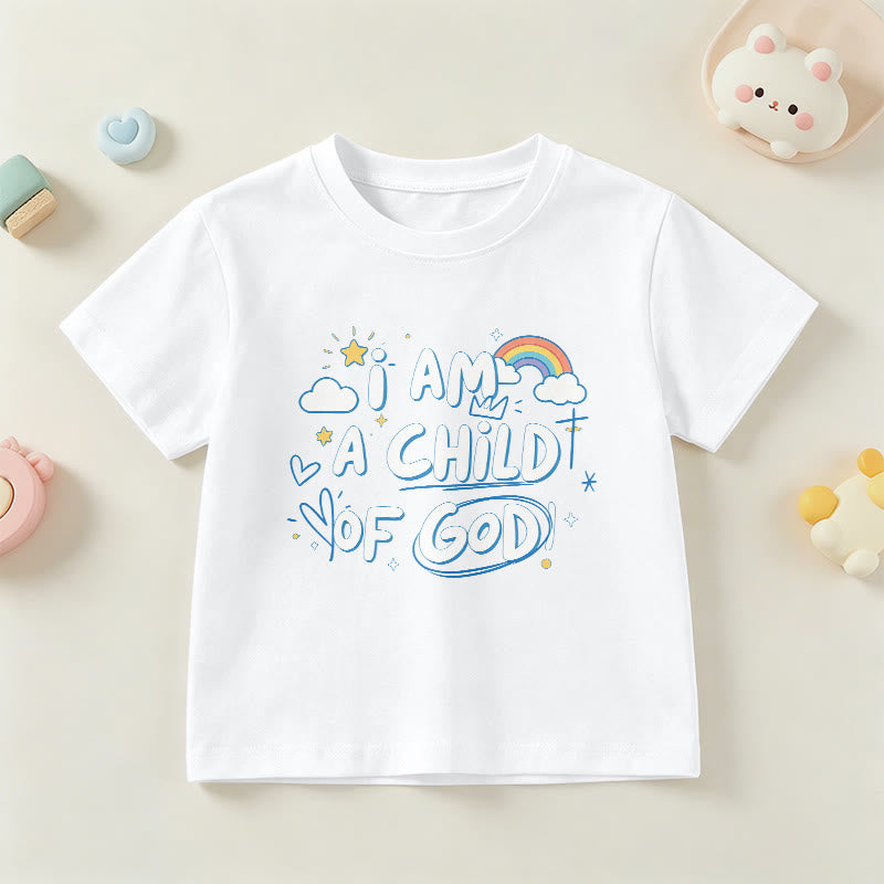 Christianartworkshop Maglietta per bambini con nuvola e croce fantasiose e la scritta "Sono un figlio di Dio" - Bianco - US/UK/AU 14, EU170 - image 12