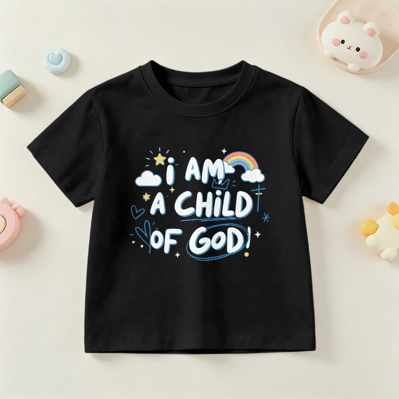 Christianartworkshop Maglietta per bambini con nuvola e croce fantasiose e la scritta "Sono un figlio di Dio" - Nero - US/UK/AU 14, EU170 - image 24
