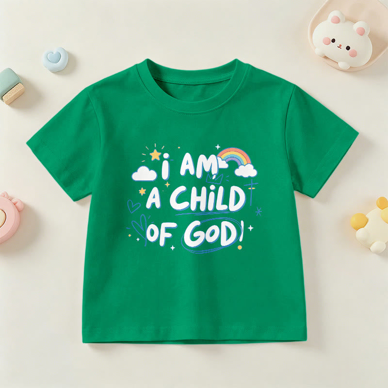 Christianartworkshop Maglietta per bambini con nuvola e croce fantasiose e la scritta "Sono un figlio di Dio" - Verde - US/UK/AU 14, EU170 - image 9