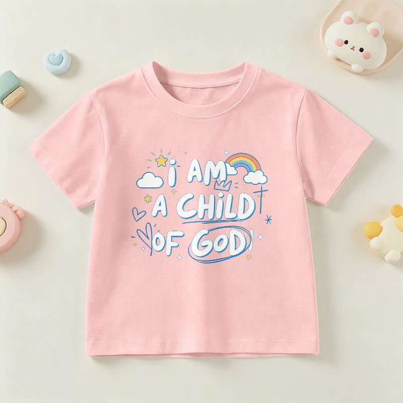 Christianartworkshop Maglietta per bambini con nuvola e croce fantasiose e la scritta "Sono un figlio di Dio" - Rosa - US/UK/AU 14, EU170 - image 6