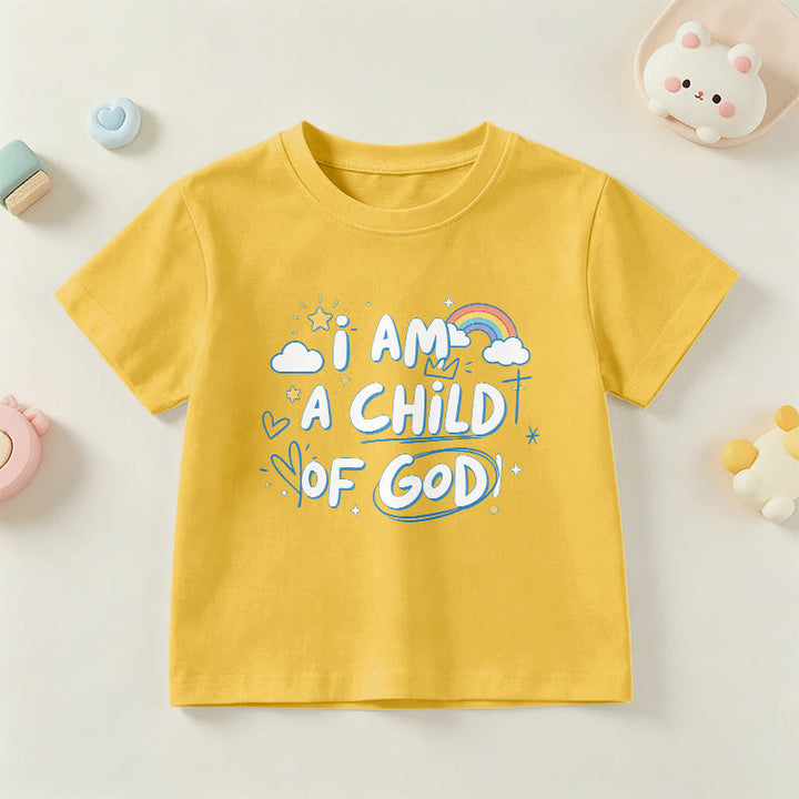 Christianartworkshop Maglietta per bambini con nuvola e croce fantasiose e la scritta "Sono un figlio di Dio" - Giallo - US/UK/AU 14, EU170 - image 27