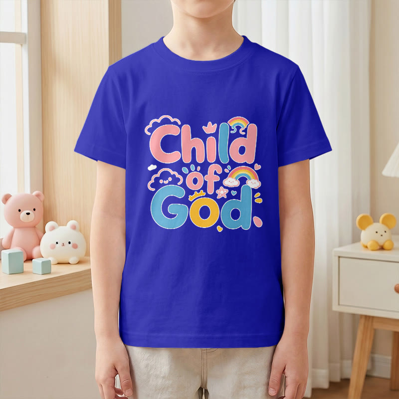 Christianartworkshop Maglietta per bambini con scritta "Figlio di Dio" e accenti arcobaleno. - image 1