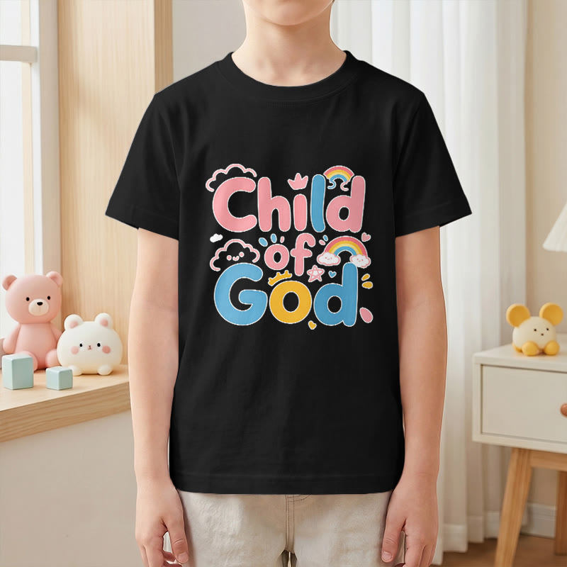 Christianartworkshop Maglietta per bambini con scritta "Figlio di Dio" e accenti arcobaleno. - image 25
