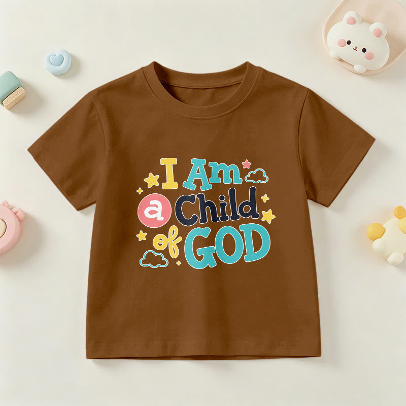 Christianartworkshop Maglietta per bambini con scritta devozionale "Sono un figlio di Dio", con nuvole e stelle. - Marrone - US/UK/AU 14, EU170 - image 18