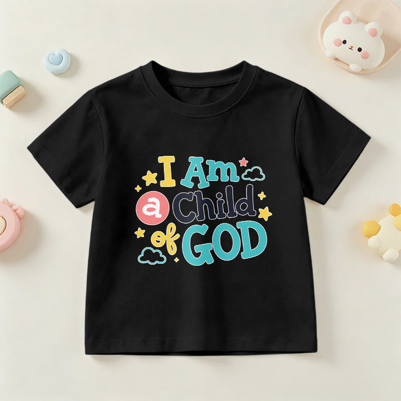 Christianartworkshop Maglietta per bambini con scritta devozionale "Sono un figlio di Dio", con nuvole e stelle. - Nero - US/UK/AU 14, EU170 - image 24