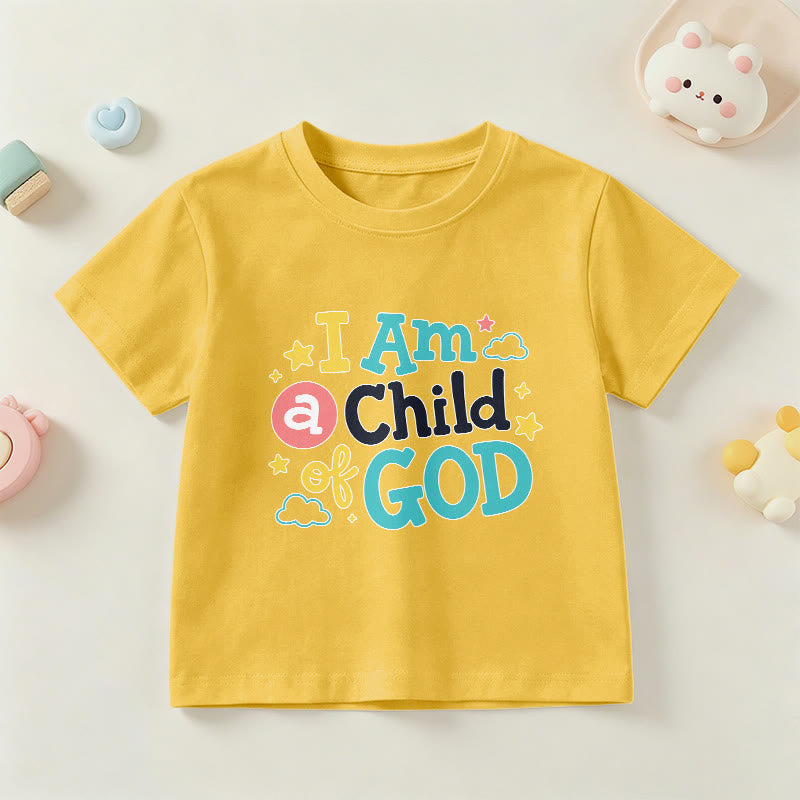 Christianartworkshop Maglietta per bambini con scritta devozionale "Sono un figlio di Dio", con nuvole e stelle. - Giallo - US/UK/AU 14, EU170 - image 27