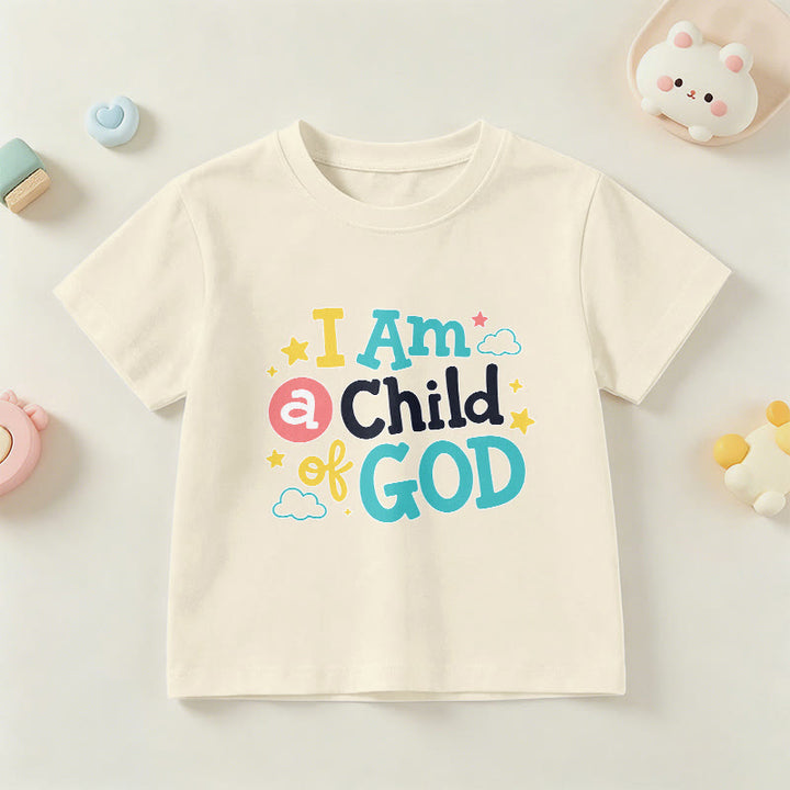 Christianartworkshop Maglietta per bambini con scritta devozionale "Sono un figlio di Dio", con nuvole e stelle. - Beige - US/UK/AU 14, EU170 - image 21