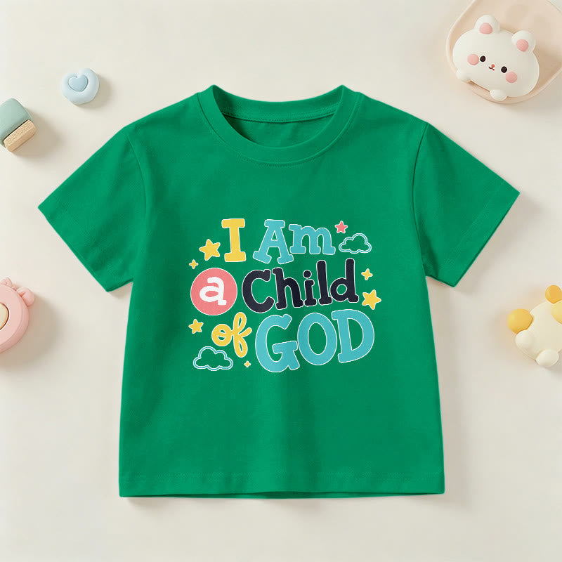 Christianartworkshop Maglietta per bambini con scritta devozionale "Sono un figlio di Dio", con nuvole e stelle. - Verde - US/UK/AU 14, EU170 - image 12