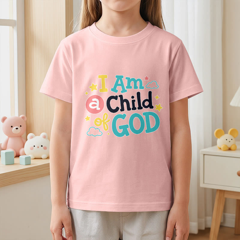 Christianartworkshop Maglietta per bambini con scritta devozionale "Sono un figlio di Dio", con nuvole e stelle. - image 11