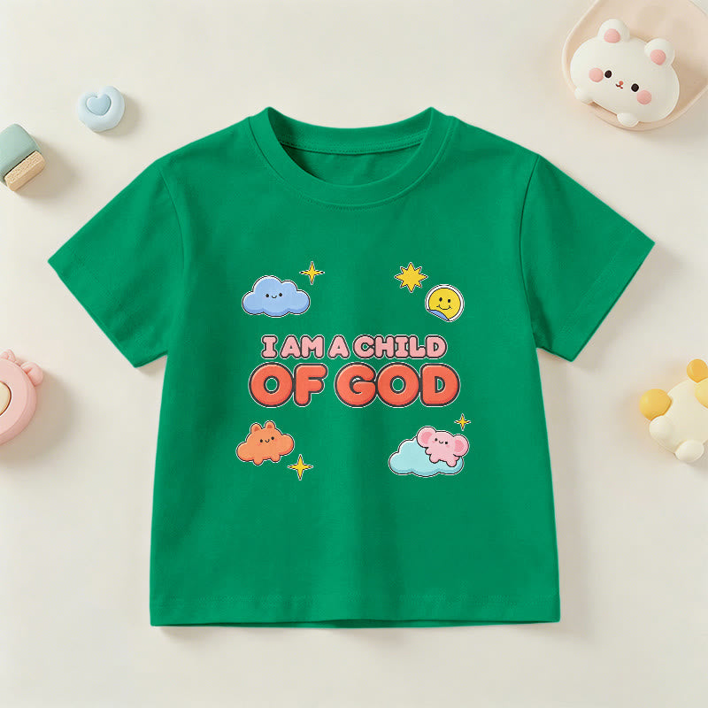 Christianartworkshop Maglietta per bambini con nuvola sorridente e sole stravaganti con la scritta "Sono un figlio di Dio". - Verde - US/UK/AU 14, EU170 - image 15