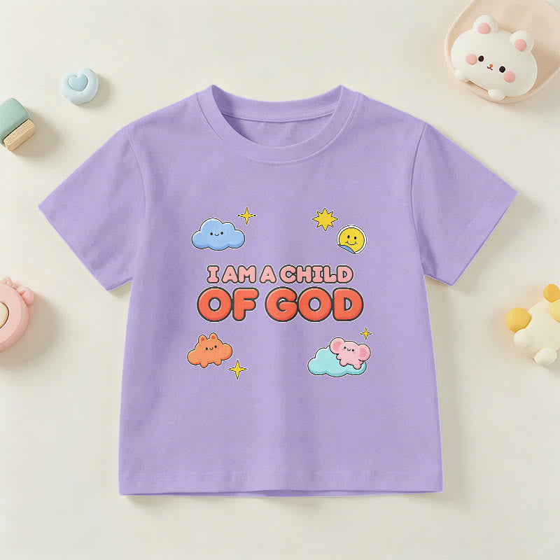 Christianartworkshop Maglietta per bambini con nuvola sorridente e sole stravaganti con la scritta "Sono un figlio di Dio". - Viola - US/UK/AU 14, EU170 - image 6