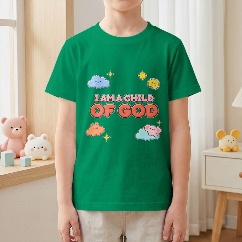 Christianartworkshop Maglietta per bambini con nuvola sorridente e sole stravaganti con la scritta "Sono un figlio di Dio". - image 16