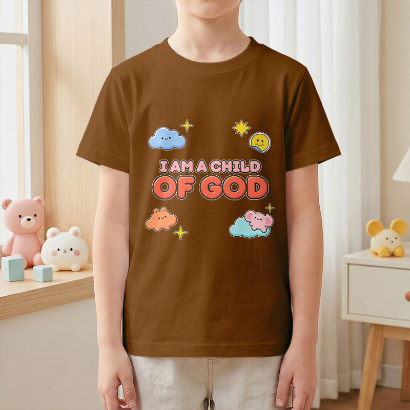 Christianartworkshop Maglietta per bambini con nuvola sorridente e sole stravaganti con la scritta "Sono un figlio di Dio". - image 19