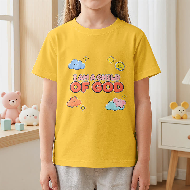 Christianartworkshop Maglietta per bambini con nuvola sorridente e sole stravaganti con la scritta "Sono un figlio di Dio". - image 29