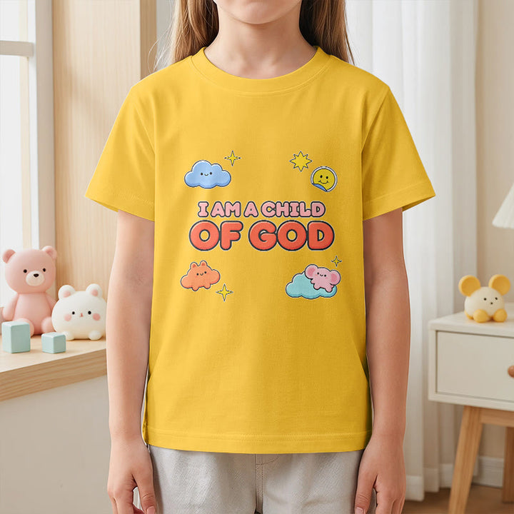 Christianartworkshop Maglietta per bambini con nuvola sorridente e sole stravaganti con la scritta "Sono un figlio di Dio". - image 29