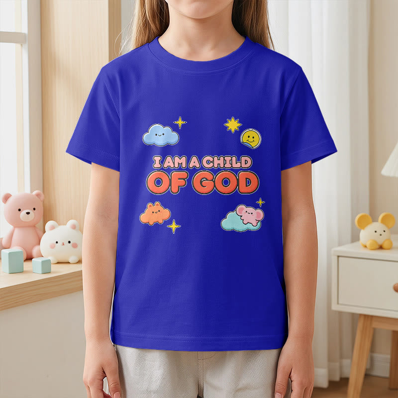 Christianartworkshop Maglietta per bambini con nuvola sorridente e sole stravaganti con la scritta "Sono un figlio di Dio". - image 5
