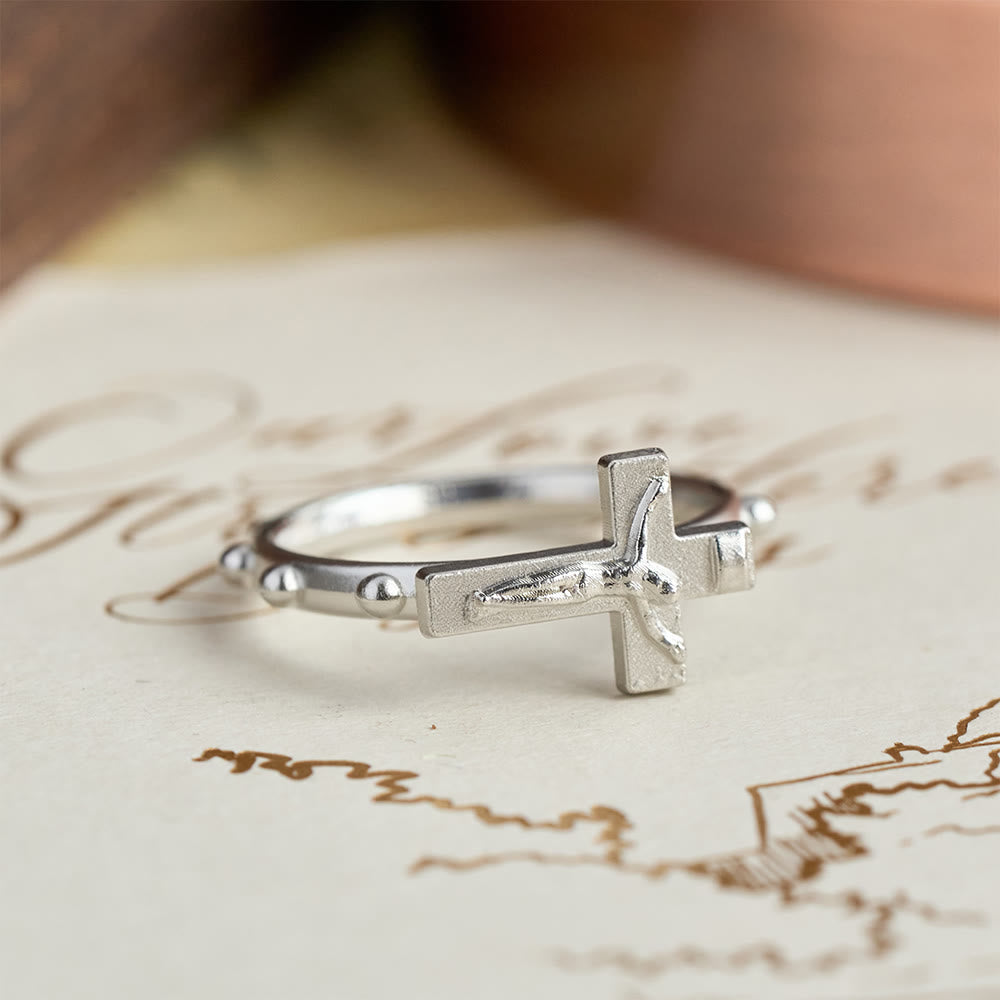 Anello rosario classico con crocifisso e fascia di preghiera continua con perline, Christianartworkshop : un simbolo di devozione senza tempo. - image 1