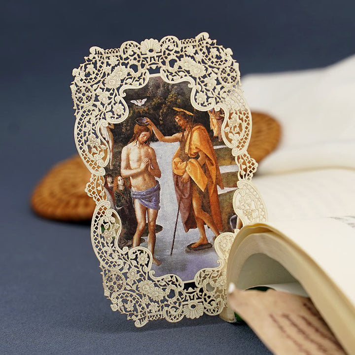 Christianartworkshop Segnalibro con immaginette sacre finemente merlettate e bordo floreale ornato: un promemoria della bellezza divina - image 12